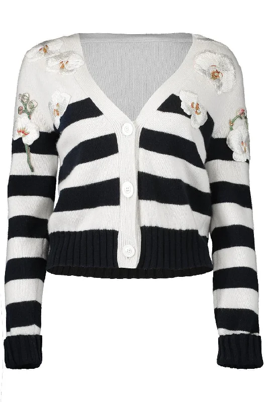 Orchid Threadwork Striped Cardigan Slim Fit Regular Fit Oversized