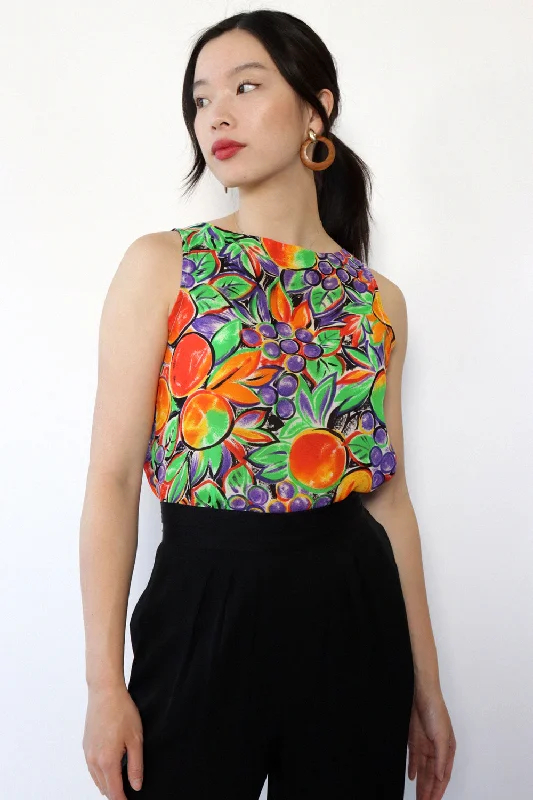 Fruity Print Tank S/M bold tank top