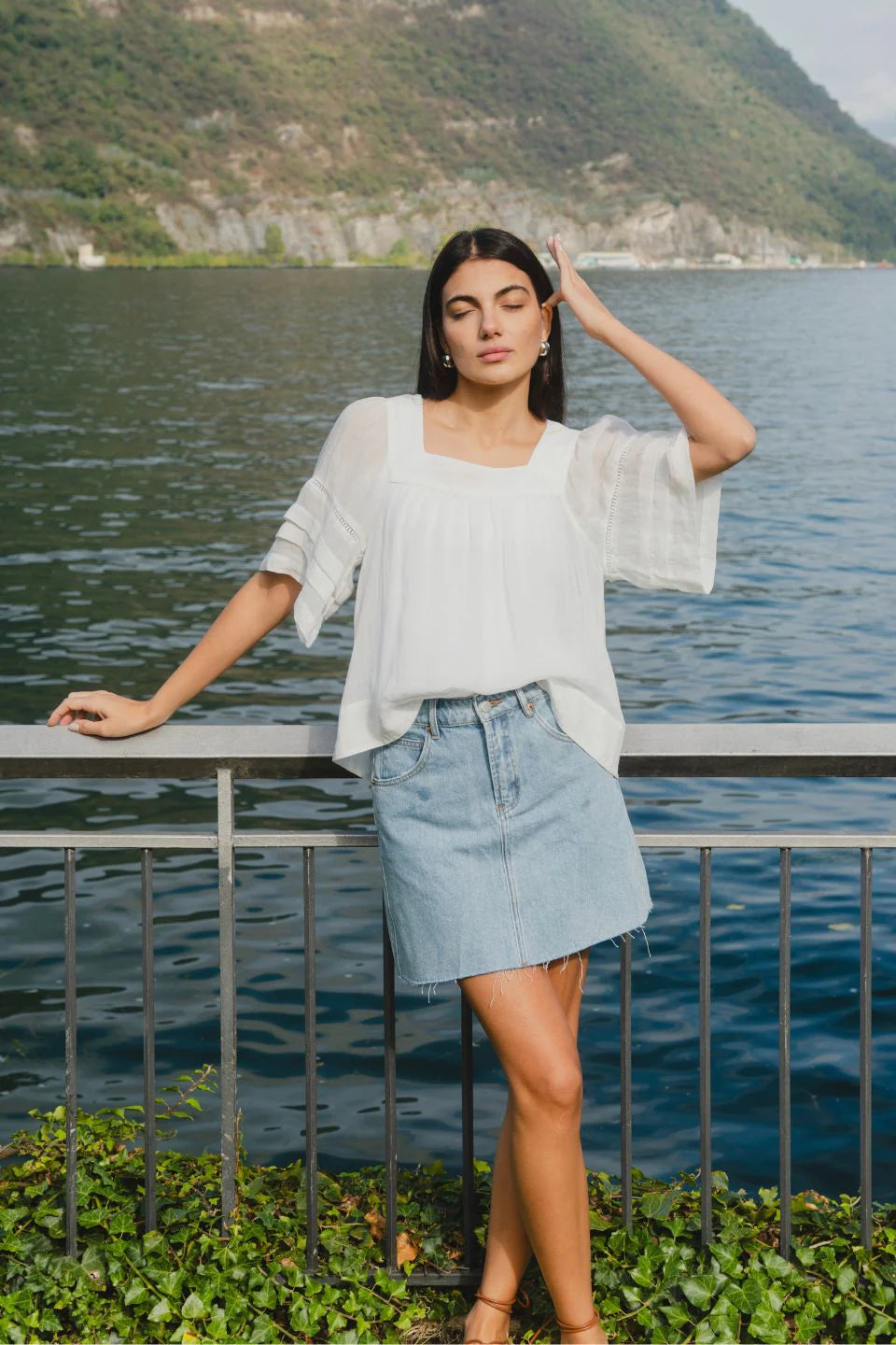 IVY + JACK - Dearest Raw Hem Denim Mini Skirt - Beach Blue corduroy skirt cozy