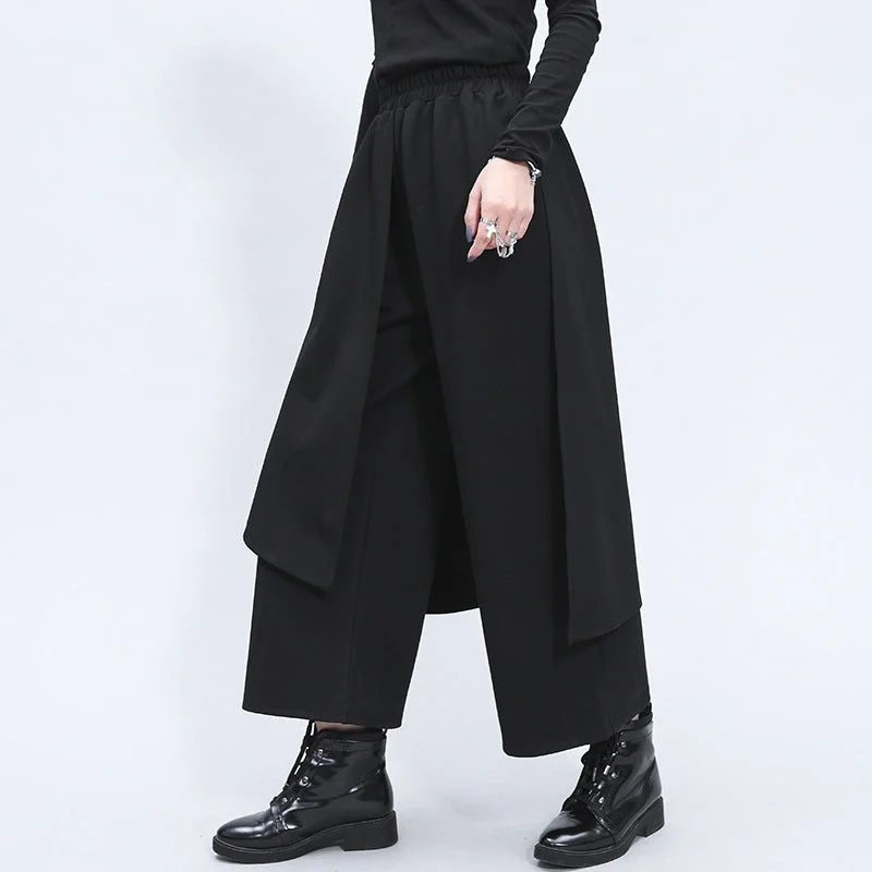 Irregular Fake Two Piece Stitching Loose Wide Leg Pants Soft Sweatpants Style