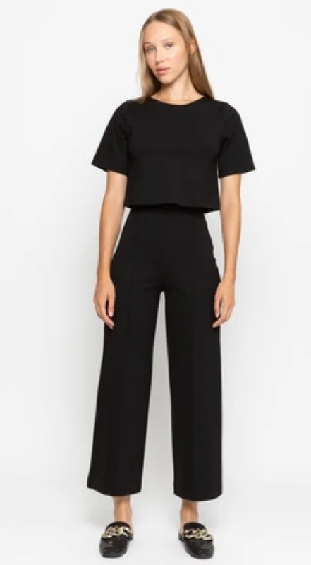 Ripley Rader Ponte Knit Straight Leg Pant Cropped Black Chic Faux Leather Pants