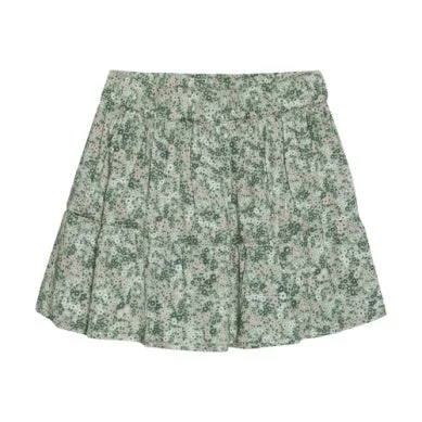 Dainty Floral Green Twill Skirt velvet skirt plush