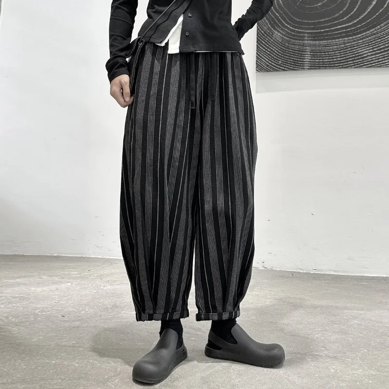Striped Loose Cropped Harem Casual Pants Trendy Work Pants
