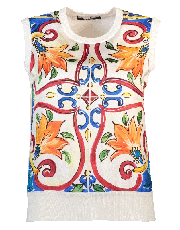 Maiolica Knit Tank silver tank top