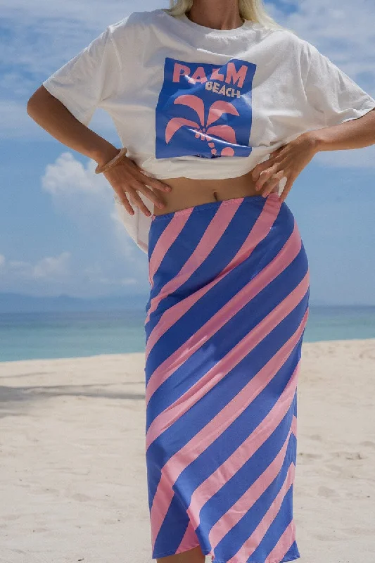 Palm Collective - Ziggy Stripe Skirt - Blue linen skirt natural