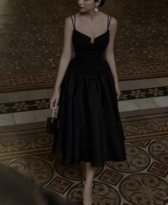 Charming Black Spaghetti Straps A-Line Formal Party Dress,DP1992 Tunics Prom sequined