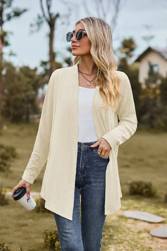 Open Front Long Sleeve Cardigan Neon metallic Matte