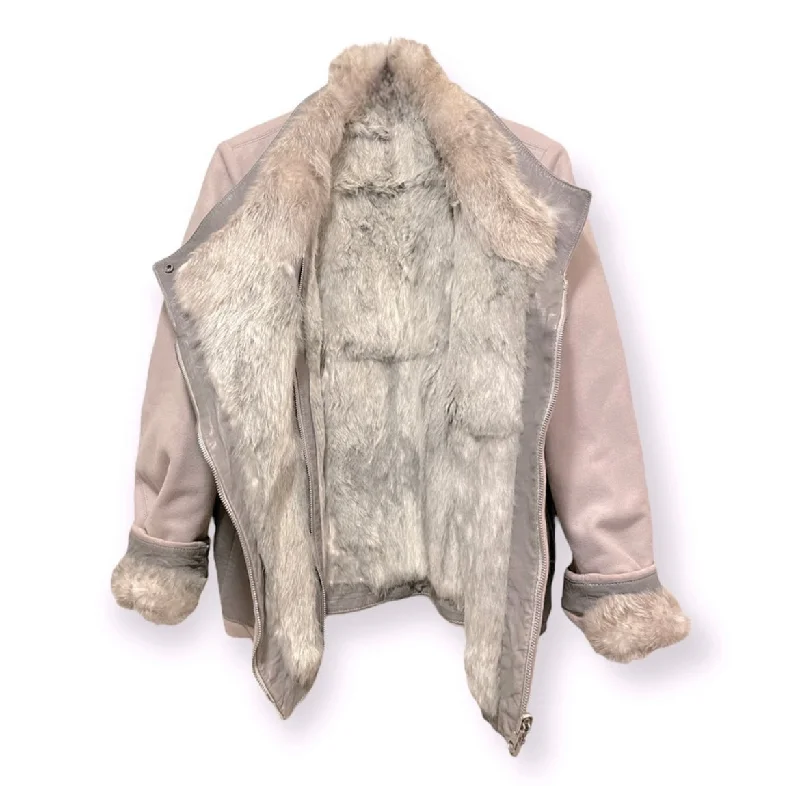 HELMUT LANG Reversible Wool & Fur Jacket with Lamb leather Accents |Size: Small| Mesh Jacket Canvas Jacket Denim Jacket