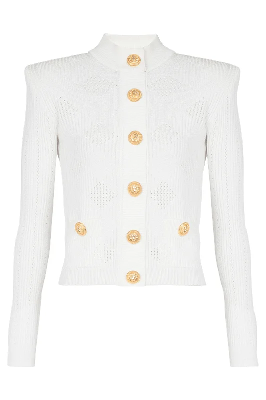 Two Pocket Buttoned Cardigan Notch Collar Peter Pan Collar Cowl Neck
