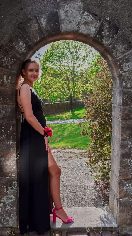 Black A-Line V Neck Backless Long Prom Dress Formal Party Dress,DP1353 Tunics Versatile functional