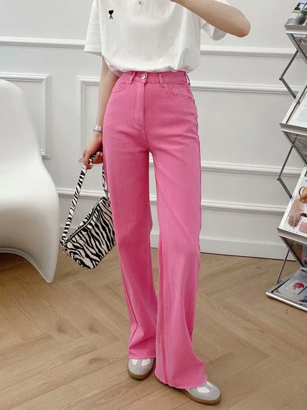 New Street High Waist Casual Straight Leg Wide Leg Pants Female Jeans Cozy Maternity Pants
