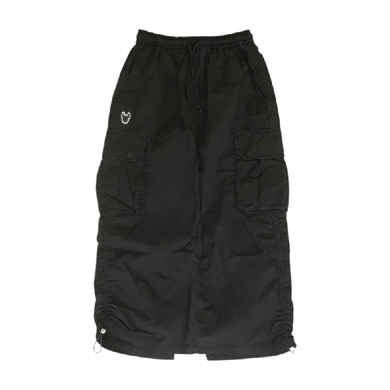 Black Solid Midi Skirt athletic skirt fit