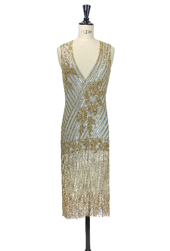 1920s Style Flapper Beaded Fringe Party Dress - The "Original" Artist - Gold on Sterling Tunics Seasonal trendy