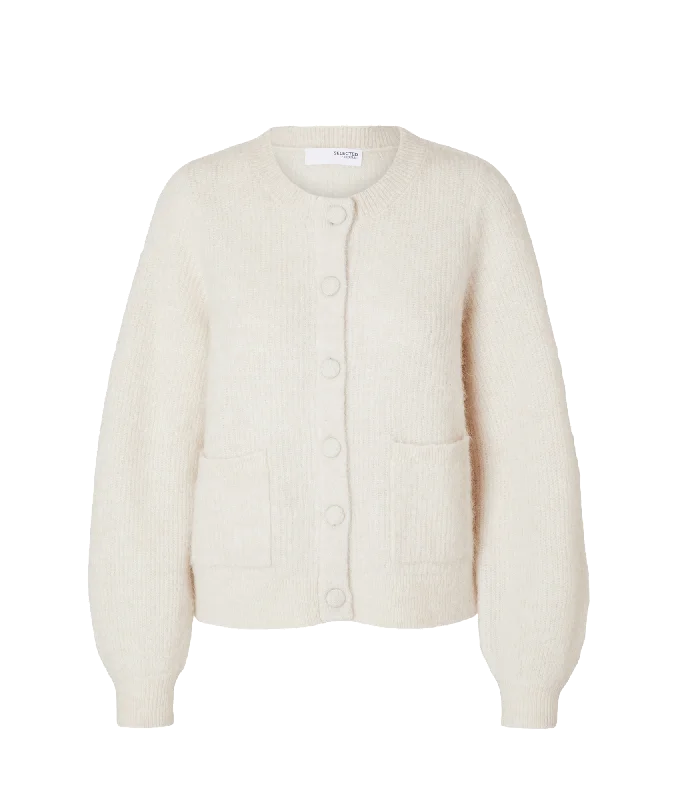 Sia Long Sleeve Knit Pocket Cardigan - Cream Wool Cardigan Cotton Cardigan Cashmere Cardigan