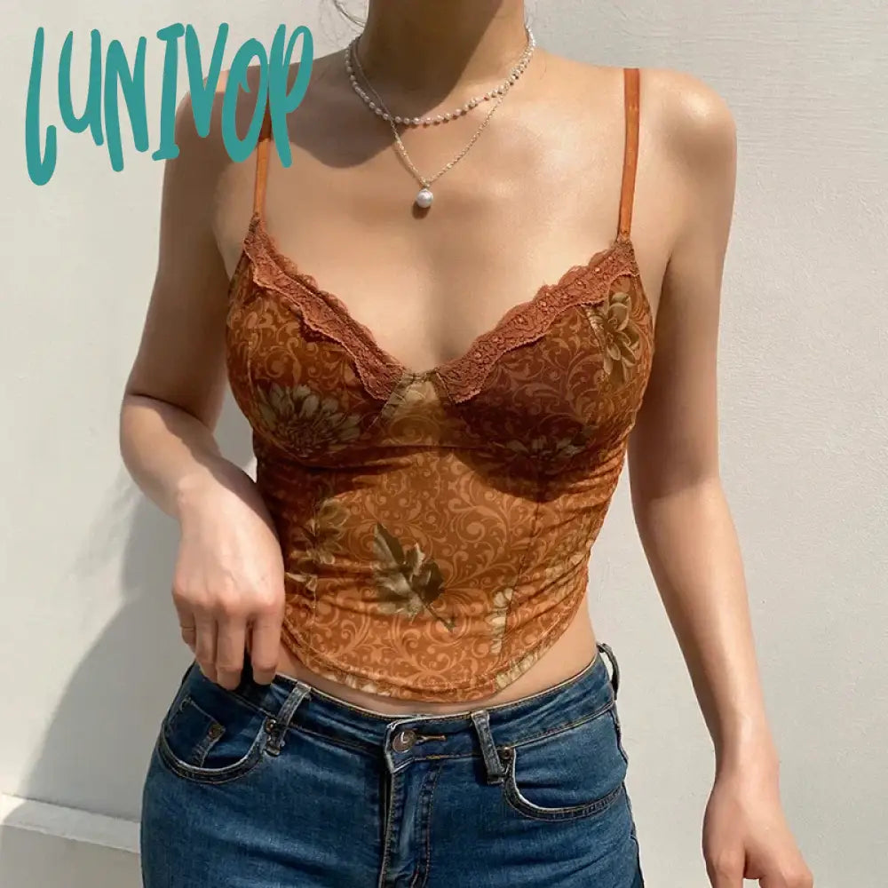 Lunivop Woman Sleeveless Camisole Tight Bodycon Tank Top Halter Top Lace Corset Hollow Out Top Sexy Hot Gyaru Ballet Core Court Ins sage tank top