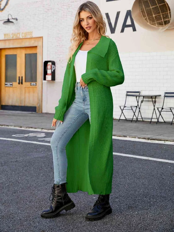 Full Size Collared Open Front Duster Cardigan Faux Fur Fabric Real Fur Fabric Shearling Fabric