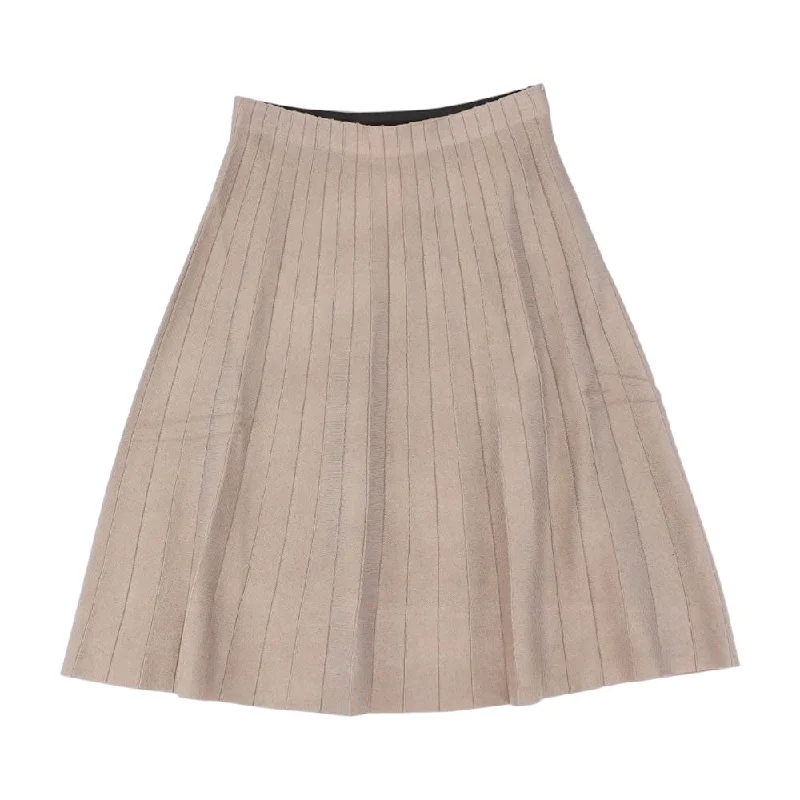Brown Solid Midi Skirt chiffon skirt airy