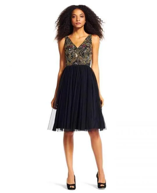 Adrianna Papell AP1E200305 Short Sleeveless Cocktail Party Dress Tunics Short Trendy