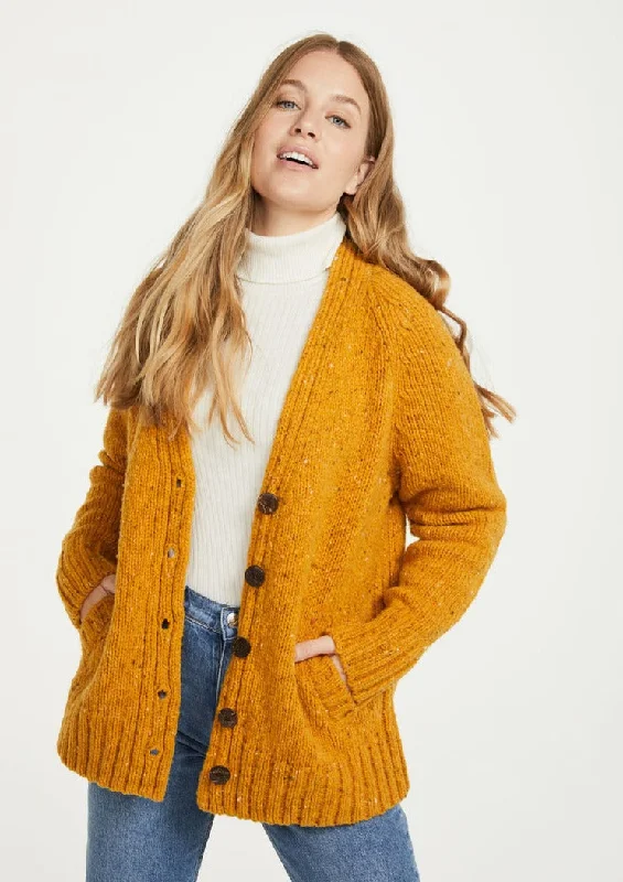 Ladies Tweed Cardigan | Sunflower Houndstooth Herringbone Solid