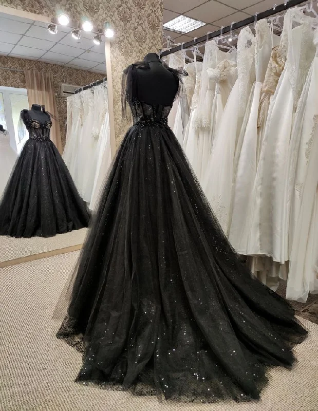 Tulle Black A-Line Long Prom Dress Elegant Evening Party Dress,DP624 Tunics Canvas sturdy