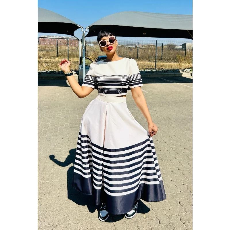 Three Quarter Sleeve Top And Skirt Ankara Set asymmetrical skirt cut