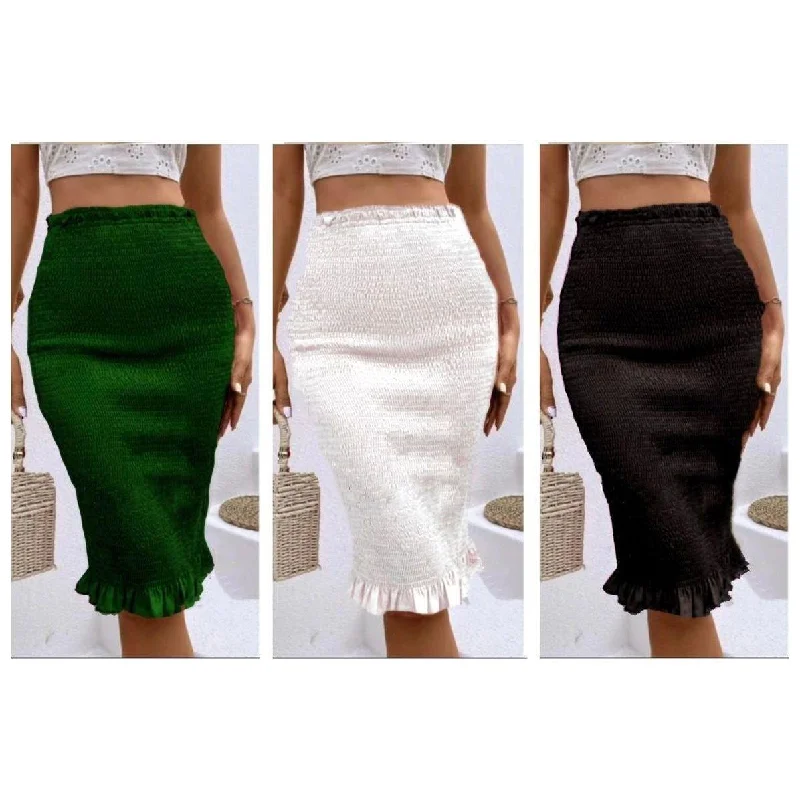 Sexy Ruffle Midi Skirt silk skirt elegant