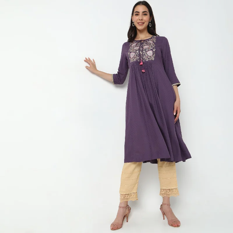 Straight Fit Solid  Ethnic Pants Modern Stretch Trousers