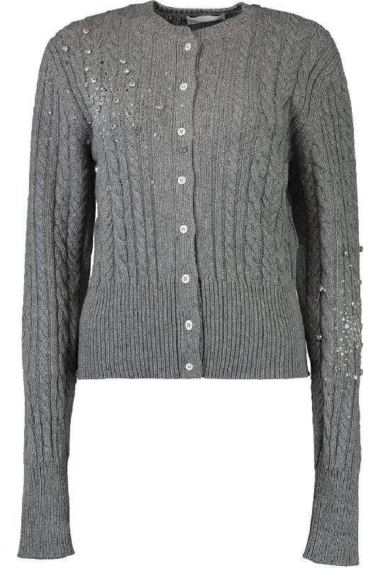 Button Up Crystal Cardigan Wool Fabric Cashmere Fabric Tweed Fabric