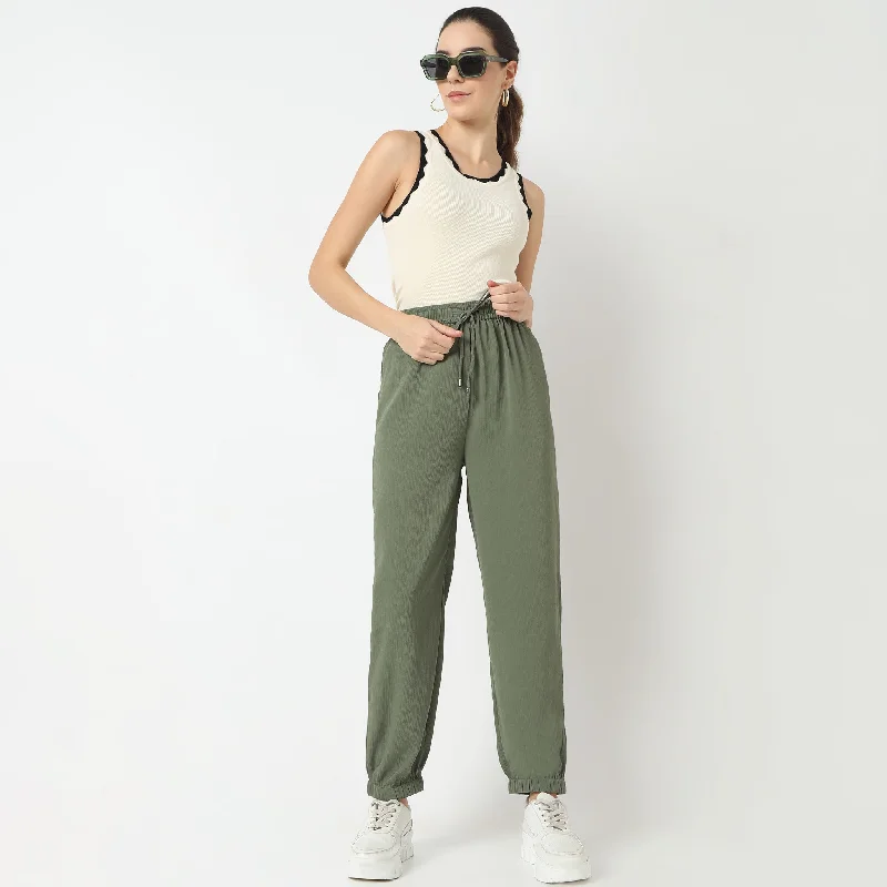 Full Length Fashion High Rise Solid Pant with Pockets Elegant Trouser Pants