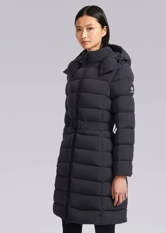 Women's Sandbanks Dune Navy Belted Mid Puffer Jacket Jersey Jacket Tulle Jacket Batik Jacket
