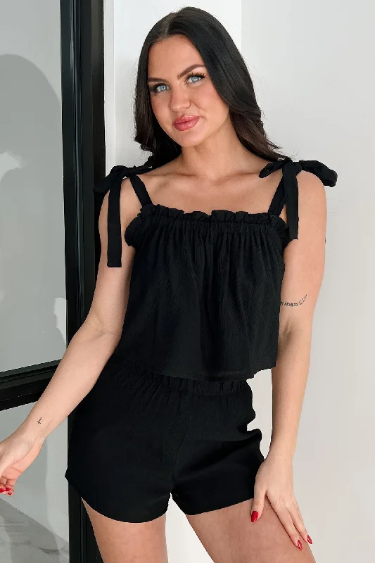 Catching Sparks Tank Top & Shorts Set (Black) metallic tank top