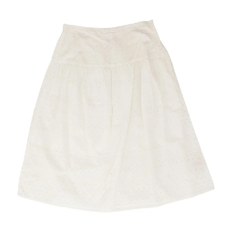 White Solid Midi Skirt leather skirt refined