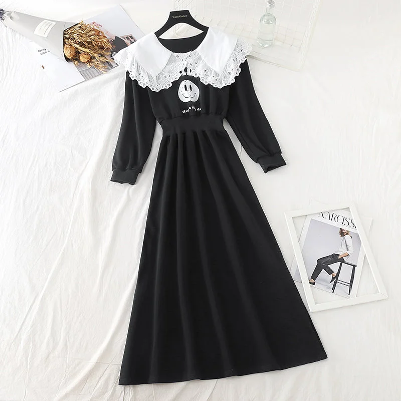Lapel, smiling face, waist and thin skirt  3903 patchwork skirt art