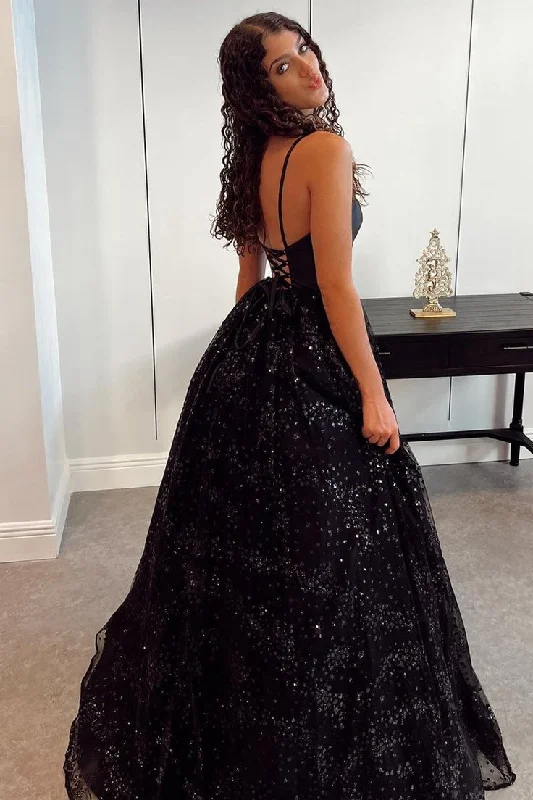 Black Empire A-line Tull Long Prom Dress Formal Party Dress,DP763 Tunics Cozy soft