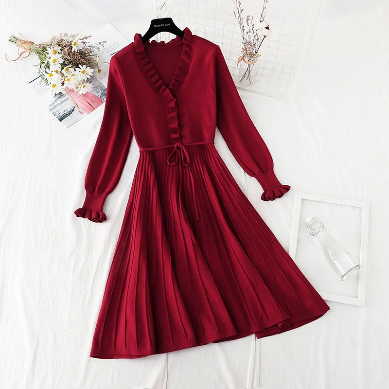 Slim lace up Knit Skirt over the knee style Christmas skirt 4071 velvet skirt luxurious Slim lace up Knit Skirt over the knee style Christmas skirt 4071 velvet skirt luxurious