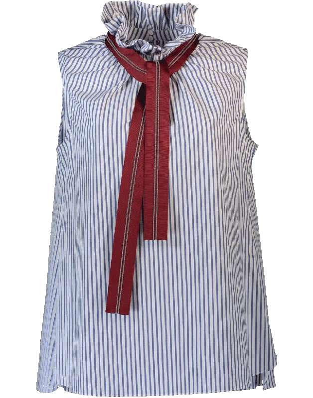 Striped Tank With Grosgrain And Monili Tie pastel tank top
