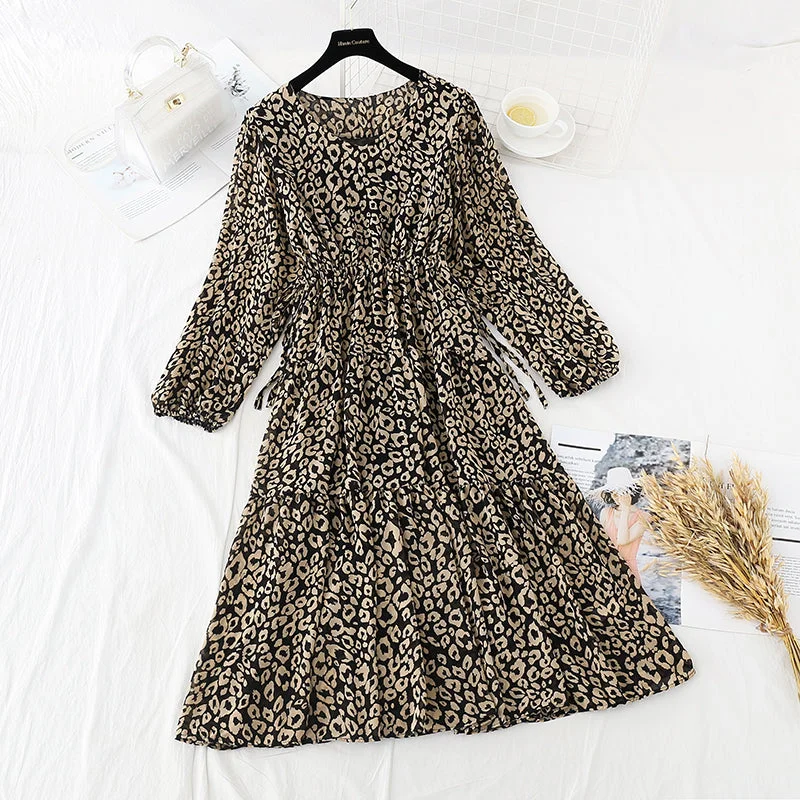Gentle wind leopard print broken flower retro French bottomed skirt  3839 velvet skirt luxury