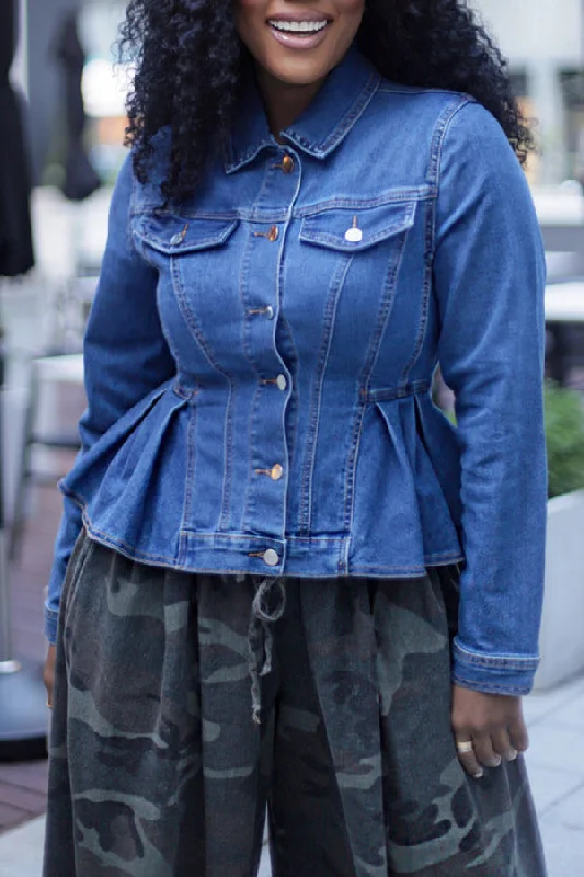 Retro Button Down Long Sleeve Denim Jacket Mesh Jacket Canvas Jacket Denim Jacket