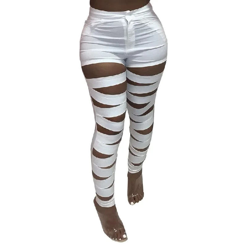 Yuerwang Women Pants 2022 Spring Broken Hole Leg Trousers Loose Sexy Long Hollow Out Pants Fashion 2022 New Arrival Trendy Wide-Leg Pants