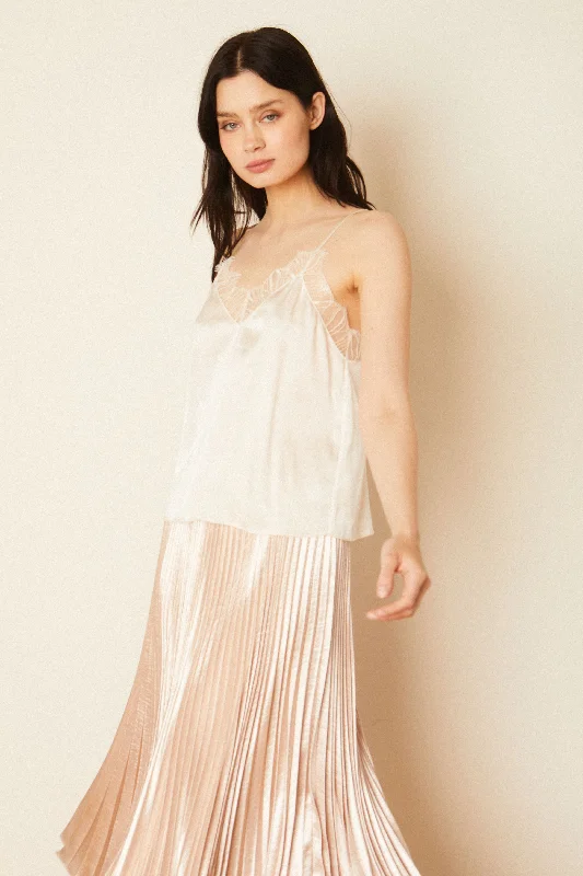 Gia Ivory Lace Trim Tank low neck tank