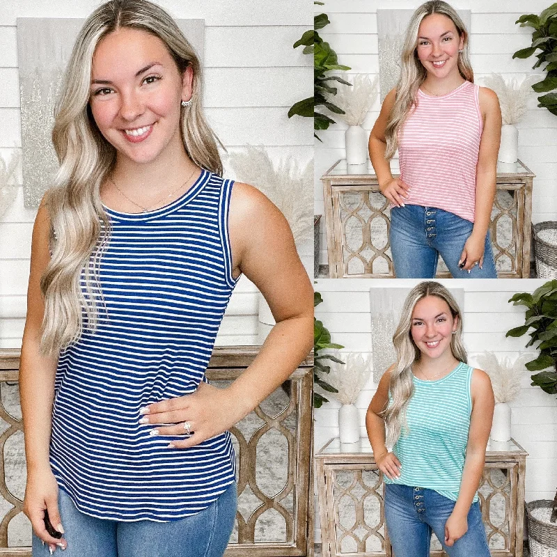Time of Day Rayon Blend Stripe Tank Top - 3 colors! pastel tank top