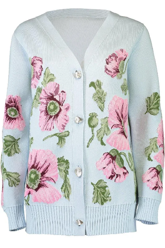 Poppies Long Cardigan Lace Blend Ribbed Blend Corduroy Blend