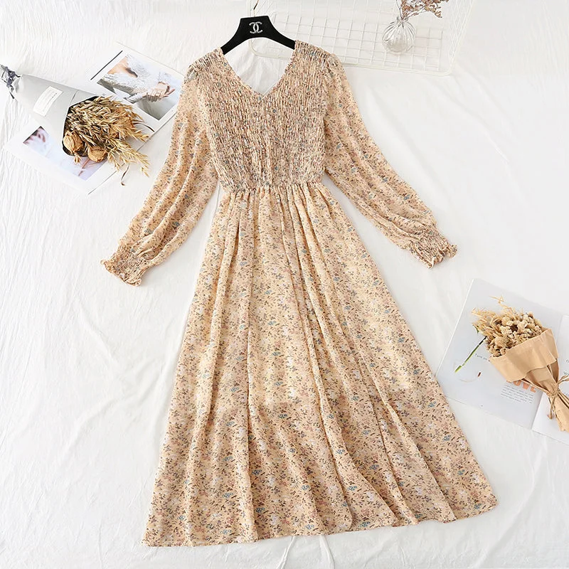 The new skirt is light and mature, with foreign air and fairy Sen series 4042 silk skirt elegant