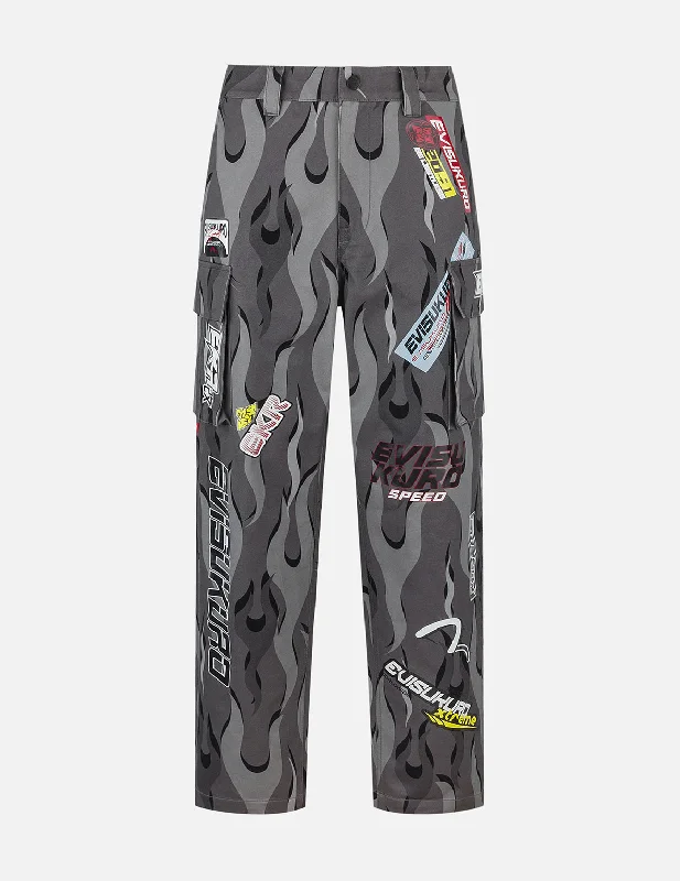Racing Camouflage Wide-leg Cargo Pants Formal Stretch Pants