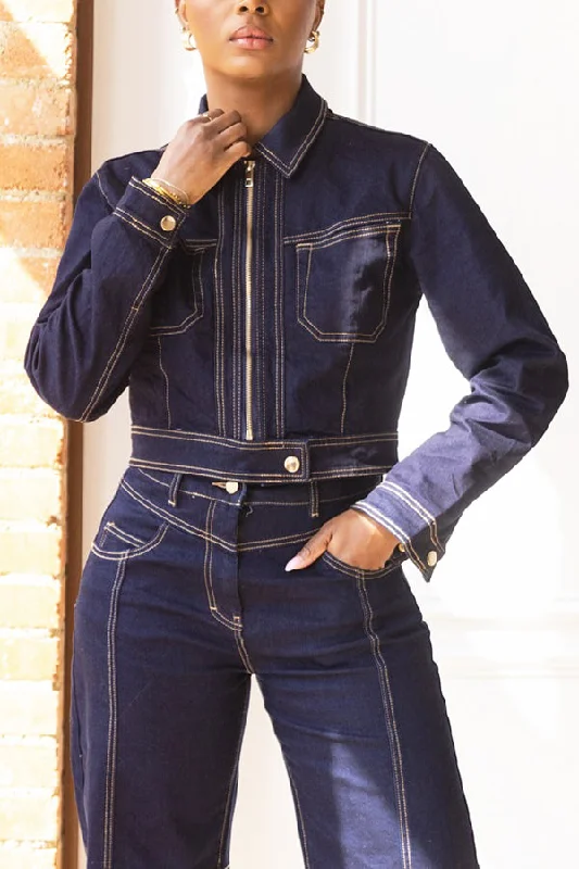 Stylish Topstitched Double Pocket Denim Short Jacket Satin Jacket Silk Jacket Chiffon Jacket Stylish Topstitched Double Pocket Denim Short Jacket Satin Jacket Silk Jacket Chiffon Jacket