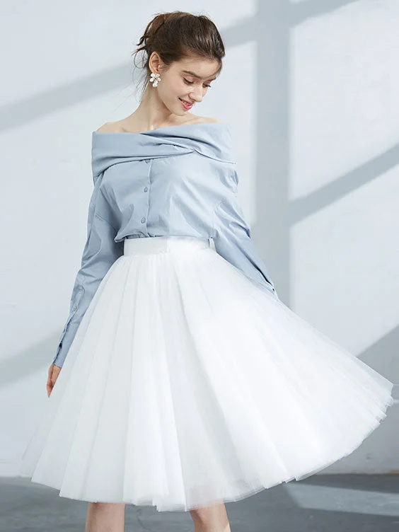 Short Knee Length Tulle Skirt pleated skirt texture