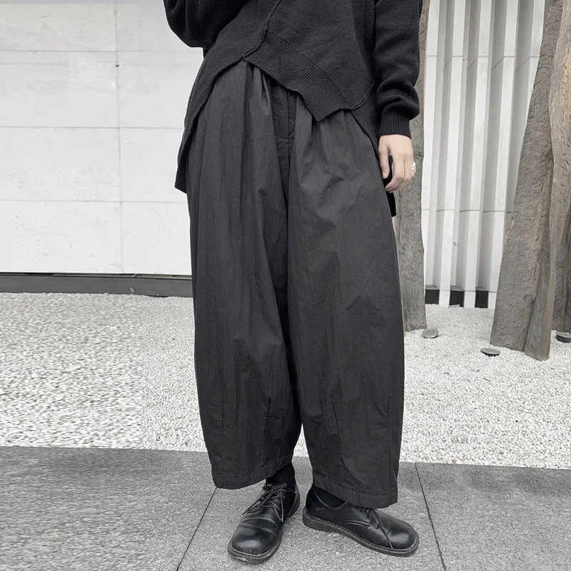 Winter Loose Cropped Wide-leg Fleece-lined Pants Cozy Knit Pants