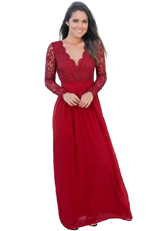 Sexy Red Open Back Long Sleeve Crochet Maxi Party Dress Tunics Denim casual