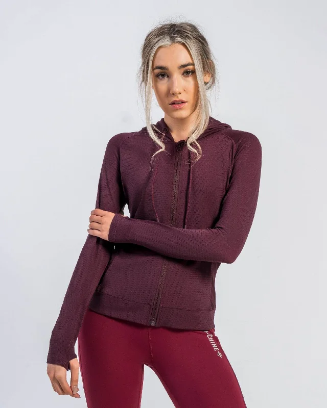 Edge Full Zip Jacket (Burgundy) Knit Fabric Woven Fabric Fleece Fabric