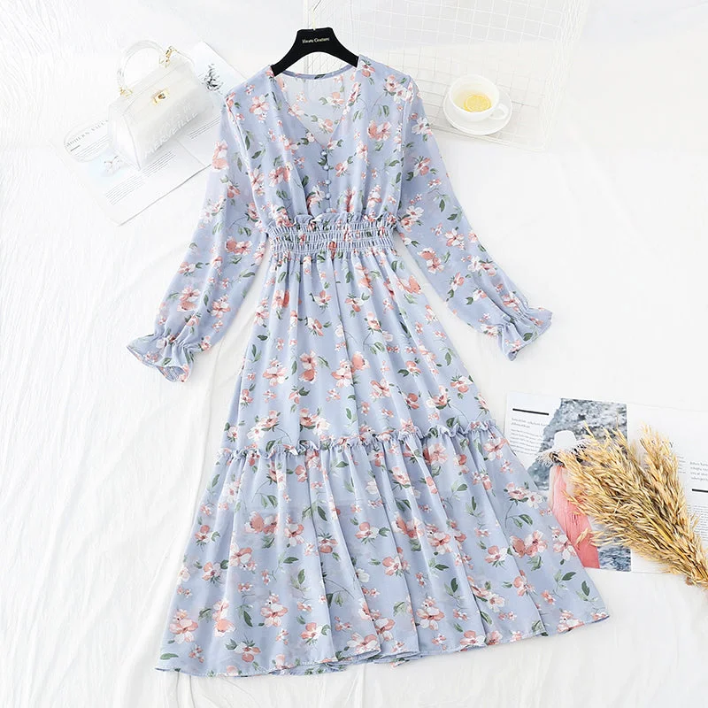French Chiffon knee length skirt with slim waist  3843 zip skirt side